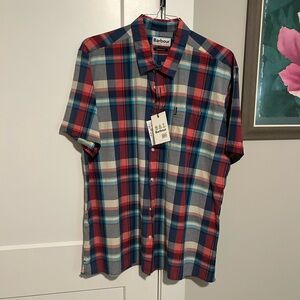 MENS PLAID BARBOUR SHORT SLEEVE SHIRT. NEW WITH TAGS